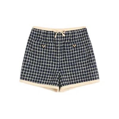Valentino Blue Neutral Shorts In Navy Blue/ivory