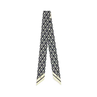 Valentino Blue Silk Scarf In Black
