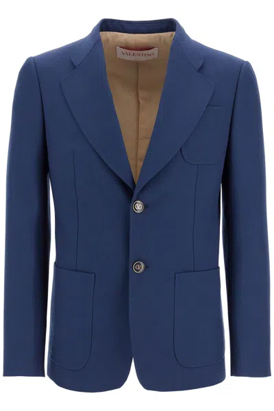 VALENTINO VALENTINO  BLUE SINGLE-BREASTED WOOL JACKET