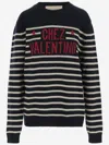 Valentino Garavani Crewneck Sweater With Bold Jacquard Motif In Black