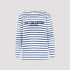 Valentino Long Sleeve Cotton T-shirt With Striped Pattern In Blue