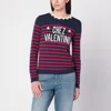Valentino Knitwear Sweater Asymmetric Neck Design In Blue