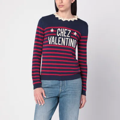 VALENTINO BLUE STRIPED CHEZ VALENTINO TOP