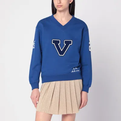Valentino Blue Sweatshirt With V And Le Chat De La Maison Embroidery