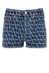 Valentino Garavani Toile Iconographe Denim Shorts In Blue
