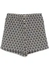 Valentino Bermuda Shorts In Cotton Poplin With All Over Toute La V Print In Blue
