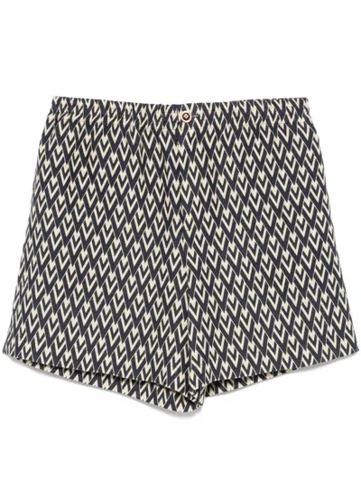 VALENTINO BLUE TOUTE LA V LINEN SHORTS