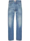 Valentino Rockstud Cotton Denim Jeans In Blue