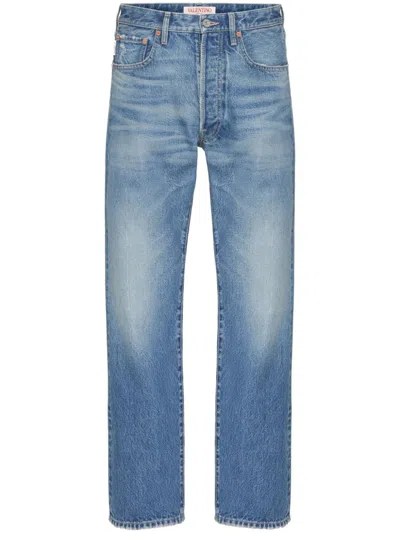 VALENTINO BLUE V DETAIL STRAIGHT-LEG JEANS