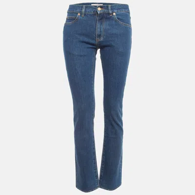 Pre-owned Valentino Blue V Embellished Denim Skinny Jeans S Waist 26"