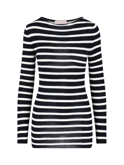 VALENTINO VALENTINO BLUE VIRGIN STRIPE SWEATER – BLUE