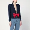 Valentino Tailored Bow-detail Jacket Crafted From Lightweight Viscose In Blue