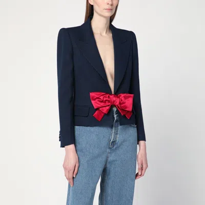 VALENTINO BLUE VISCOSE JACKET WITH BOW