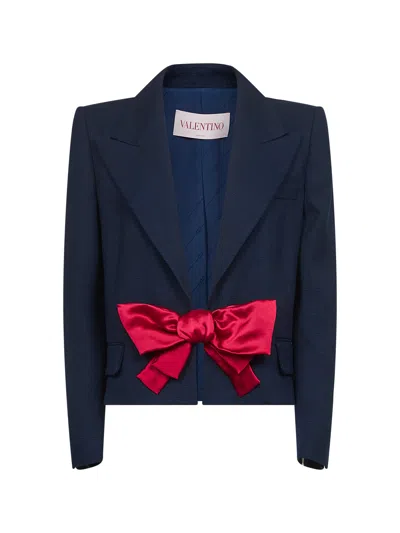 VALENTINO BLUE VISCOSE JACKET WITH BOW