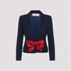 Valentino Tailored Bow-detail Jacket Crafted From Lightweight Viscose In Blue