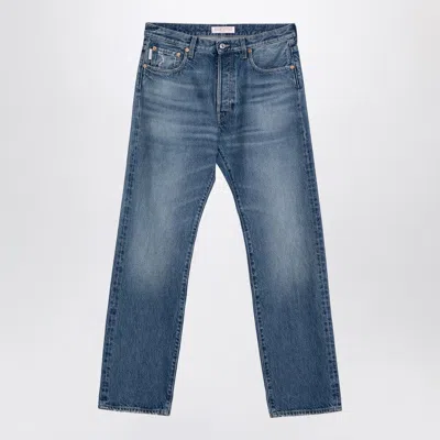 VALENTINO BLUE WASHED-EFFECT DENIM JEANS