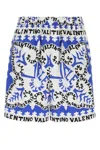 VALENTINO VALENTINO BLUE, WHITE AND BLACK COTTON BERMUDA SHORTS