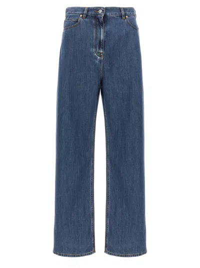 Valentino Wide- Leg Jeans In Medium Blue Denim