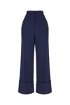 Valentino Garavani High-waisted Wide Leg Pants In Silk And Wool Indigo Women In Indaco