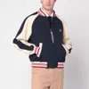 Valentino Sporty Bomber Jacket With Embroidered Details In Blue