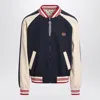 Valentino Sporty Bomber Jacket With Embroidered Details In Blue