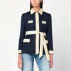Valentino Blue/ivory Jacket With Belt In Blue