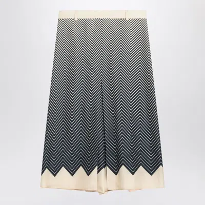 VALENTINO BLUE/IVORY SILK SKIRT