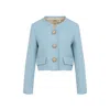 Valentino Light Blue Embellished Button Blazer In Blue