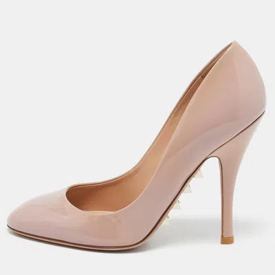 Pre-owned Valentino Garavani Blush Pink Patent Leather Rockstud Pumps Size 38