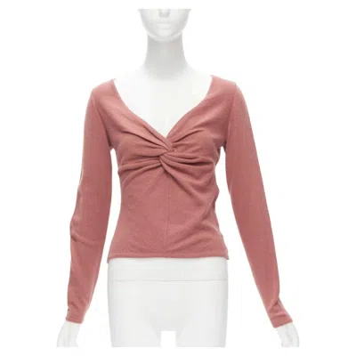 Pre-owned Valentino Blush Pink Virgin Wool Blend Twist Front Sweater Top It42 M