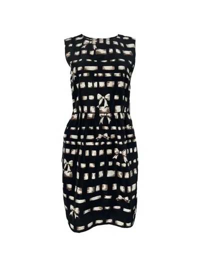 Pre-owned Valentino Bo- Print Sleeveless Mini Dress In Black
