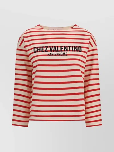 Valentino Boat-neck Striped Top For Casual-chic Look