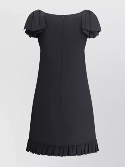 Valentino Boat Neckline Mini Dress With Shoulder Bows In Black