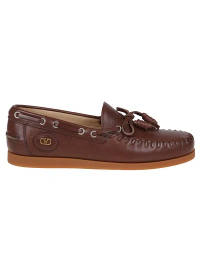 Valentino Garavani Brown Leather Palm Avenue Loafers