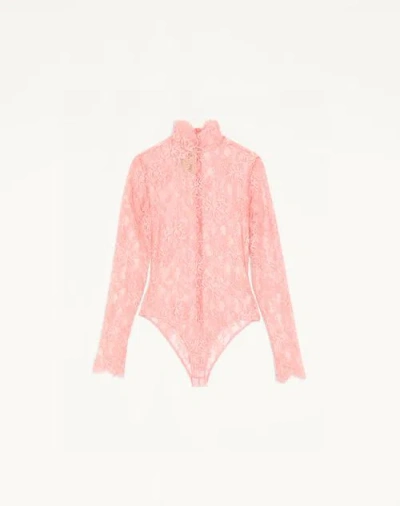 Valentino Body Aus Floraler Spitze Frau Peach Rose Xl In Pink