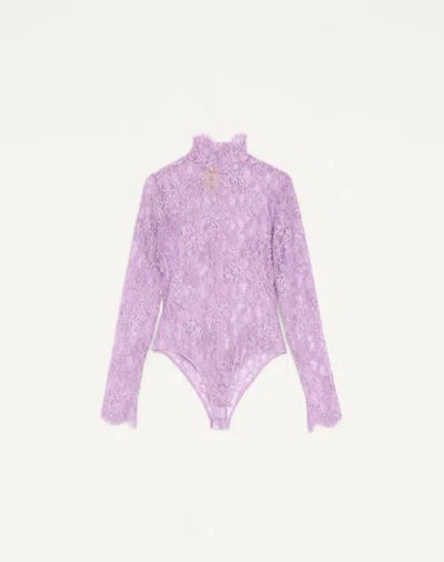 Valentino Body Aus Floraler Spitze Frau Soft Wisteria Xl In Purple