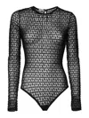 Valentino Mesh Toile Iconographe Bodysuit In Black