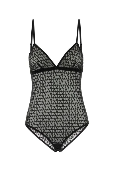 VALENTINO VALENTINO GARAVANI EMBROIDERED STRETCH NYLON BLEND BODYSUIT