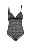 Valentino Garavani Embroidered Stretch Nylon Blend Bodysuit In Nero