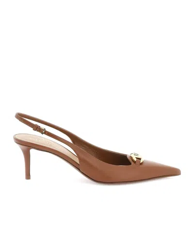 Valentino Garavani Slingback Pumps Vlogo The Bold Edition Tobacco In Brown