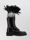 VALENTINO GARAVANI BOLD SOLE PATENT BOOTS WITH FEATHER STUDS