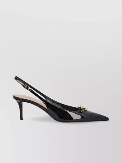 Valentino Garavani Slingback Vlogo The Bold Edition Black Calfskin Pumps
