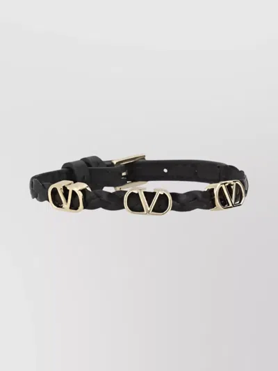 Valentino Garavani Bold Woven Leather Bracelet Accessory In Black