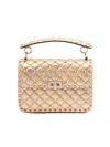 Valentino `rockstud Spike` Medium Shoulder Bag In Sand