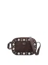 Valentino Garavani Dome-shaped Crossbody Bag With Metallic Eyelets And Adjustable Strap In Brown