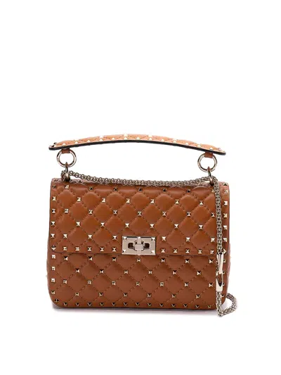 Valentino Garavani Valentino Small Shoulder Bag Rockstud Spike In Nutmeg