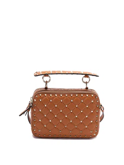 Valentino Garavani Rockstud Spike Crossbody Bag In Brown