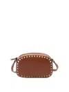 Valentino Rockstud Mini Grainy Leather Crossbody In Brown