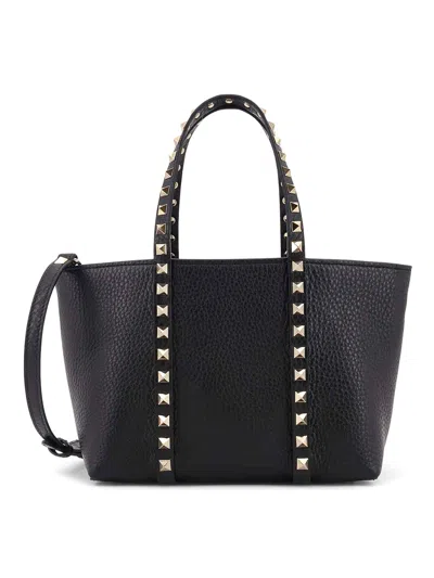 Valentino Garavani Shopping Rockstud Bag In Leather In Black