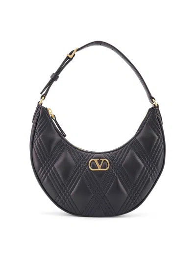 Valentino Garavani Quiltie 67 Shoulder Bag In Leather With Vlogo In Black